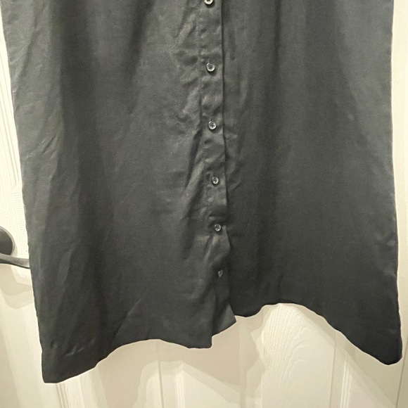 47-Garnet Hill 100% Linen Shirtdress Black Sleeveless Lagenlook Coastal Size 12 - Picture 2 of 8